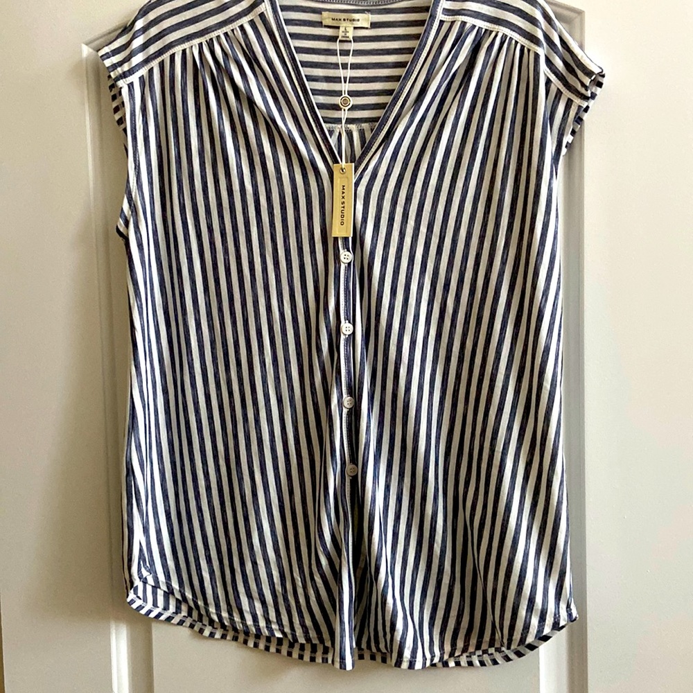 Beautiful striped sleeveless Max Studio top in size L